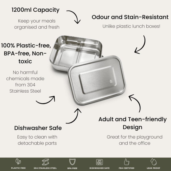 Stainless Steel Lunch Box | 1200ml - Image 6