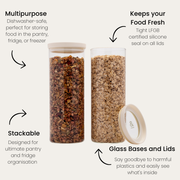 Wategos Glass Pantry Jars - Oat Milk - Image 10