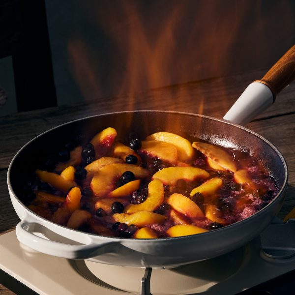 Le Creuset Cast Iron 10.25" White Fry Pan with Wood Handle - Image 2