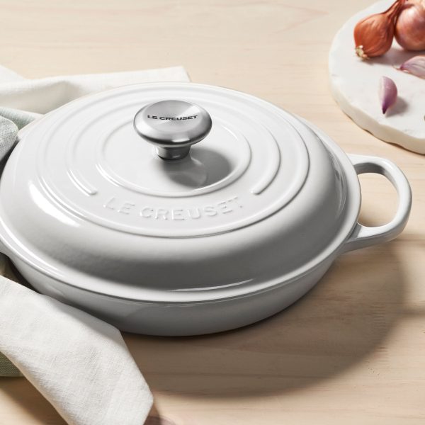Le Creuset Signature Cast Iron 3.5-quart White Braiser - Image 7