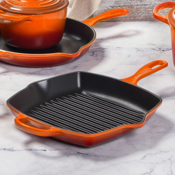 Le Creuset Signature Cast Iron 10.25" Flame Square Grill Pan - Image 2