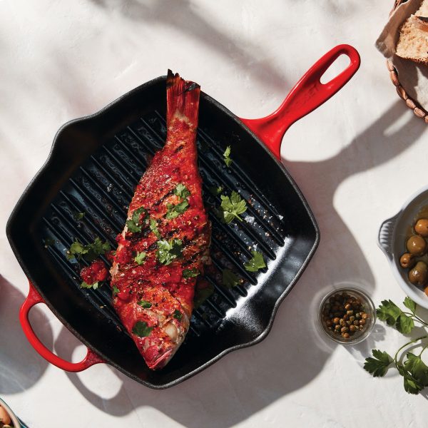 Le Creuset Signature Cast Iron 10.25" Cerise Square Grill Pan - Image 2