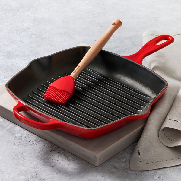 Le Creuset Signature Cast Iron 10.25" Cerise Square Grill Pan - Image 5