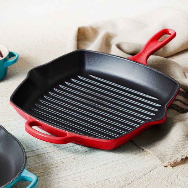 Le Creuset Signature Cast Iron 10.25" Cerise Square Grill Pan - Image 7