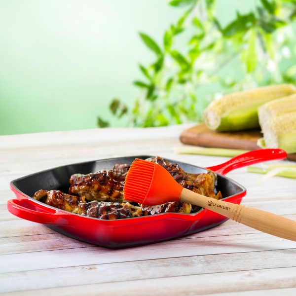 Le Creuset Signature Cast Iron 10.25" Cerise Square Grill Pan - Image 4