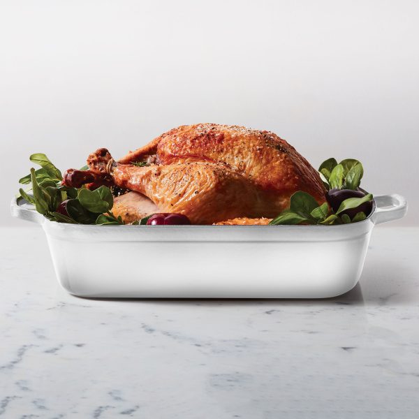 Le Creuset Signature Cast Iron 12.75" x 9.75" White Roasting Pan - Image 4