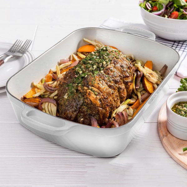 Le Creuset Signature Cast Iron 12.75" x 9.75" White Roasting Pan - Image 2