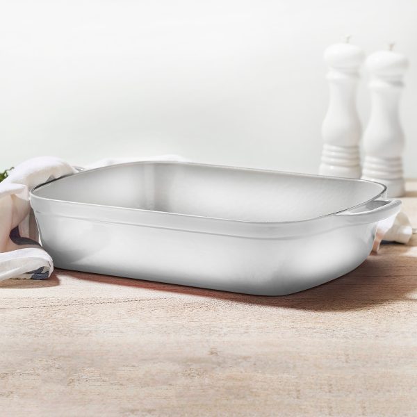 Le Creuset Signature Cast Iron 12.75" x 9.75" White Roasting Pan - Image 5