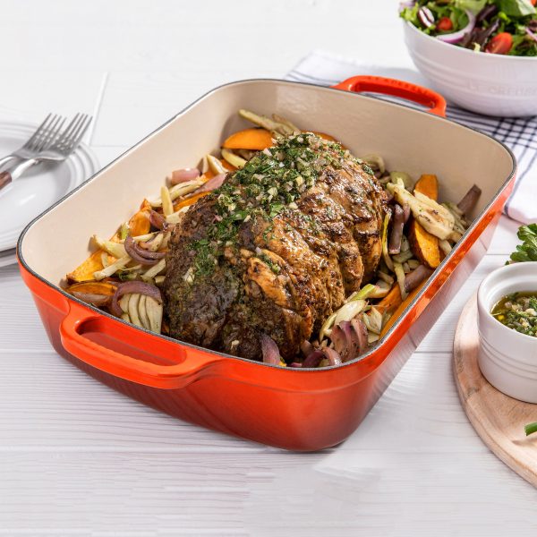 Le Creuset Signature Cast Iron 12.75" x 9.75" Flame Roasting Pan - Image 5