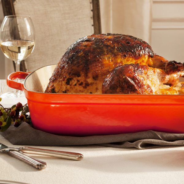Le Creuset Signature Cast Iron 12.75" x 9.75" Flame Roasting Pan - Image 4