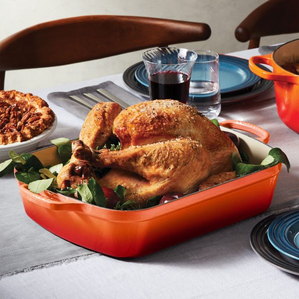 Le Creuset Signature Cast Iron 12.75" x 9.75" Flame Roasting Pan - Image 6