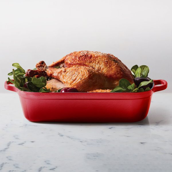 Le Creuset Signature Cast Iron 12.75" x 9.75" Cerise Roasting Pan - Image 3