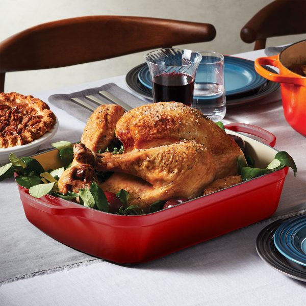 Le Creuset Signature Cast Iron 12.75" x 9.75" Cerise Roasting Pan - Image 2