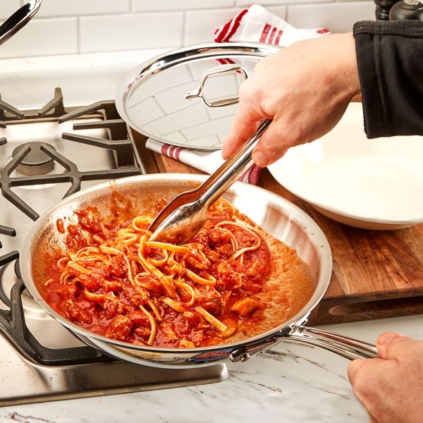 All-Clad d3 Stainless 10" Fry Pan with Lid - Image 4