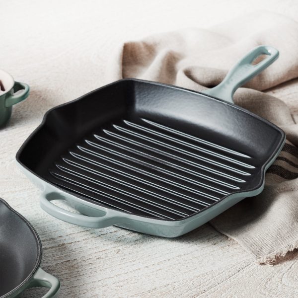 Le Creuset Signature Cast Iron 10.25" Sea Salt Square Grill Pan - Image 2
