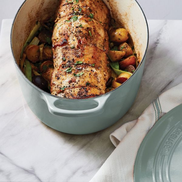 Le Creuset Signature Cast Iron 8-quart Sea Salt Oval Dutch Oven with Copper Knob - Image 2