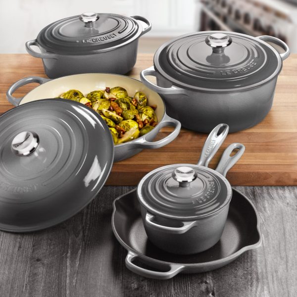 Le Creuset Signature Cast Iron 9 Piece Oyster Cast Iron Cookware Set - Image 2