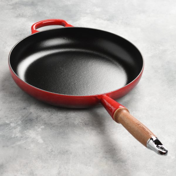 Le Creuset Cast Iron 10.25" Cerise Fry Pan with Wood Handle - Image 5