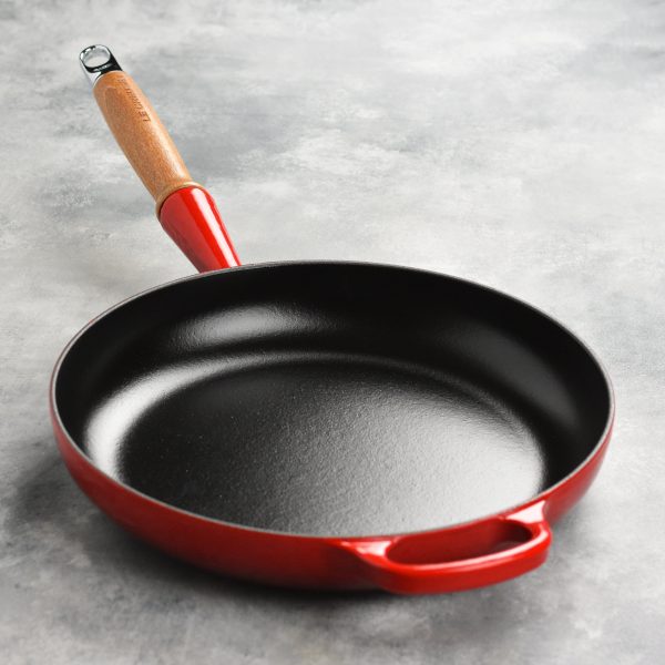 Le Creuset Cast Iron 10.25" Cerise Fry Pan with Wood Handle - Image 7