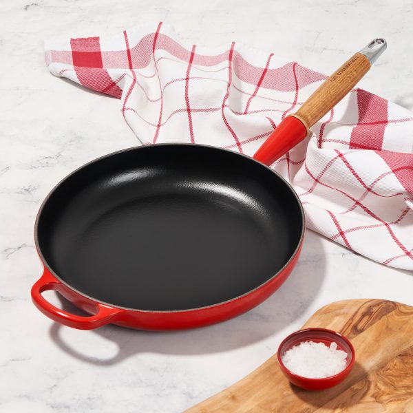 Le Creuset Cast Iron 10.25" Cerise Fry Pan with Wood Handle - Image 2