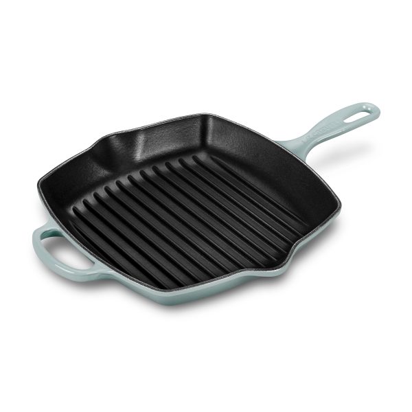 Le Creuset Signature Cast Iron 10.25" Sea Salt Square Grill Pan