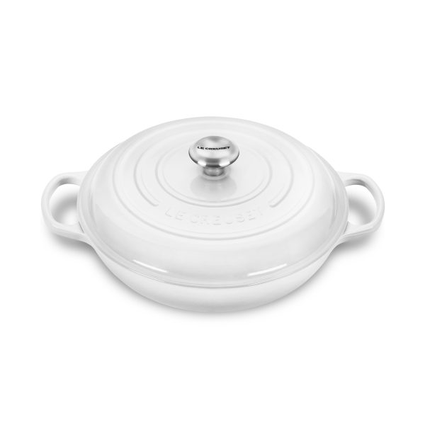 Le Creuset Signature Cast Iron 3.5-quart White Braiser